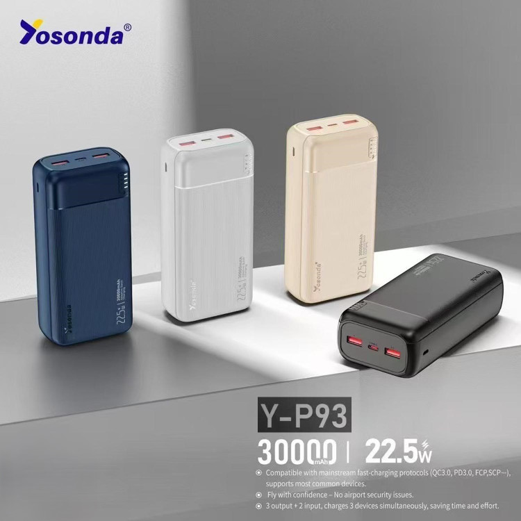 پاوربانک 30 هزار Yosonda مدل Y-P93 22.5W